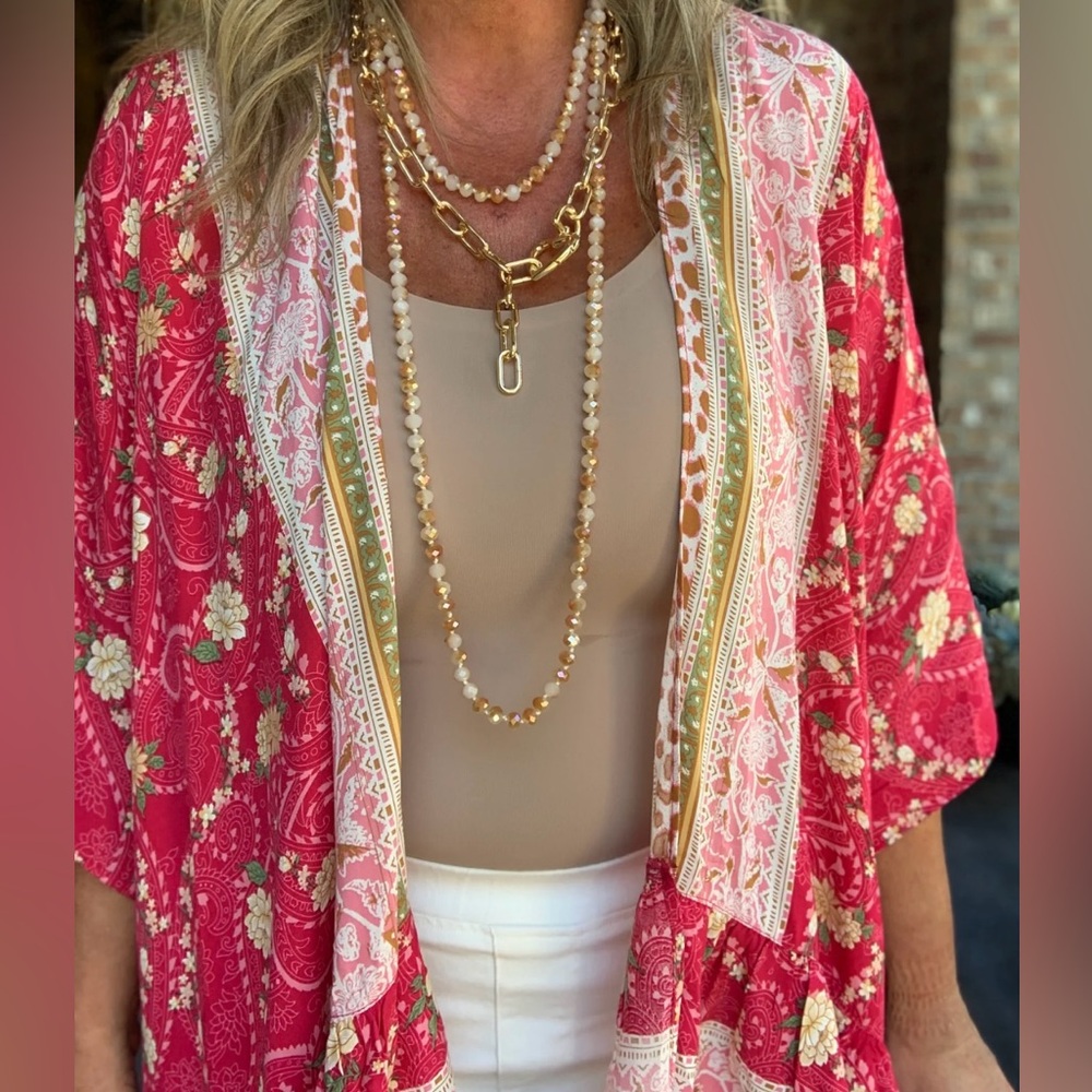 Anthropologie Kimono Duster Open Front Floral Print Boho Festival